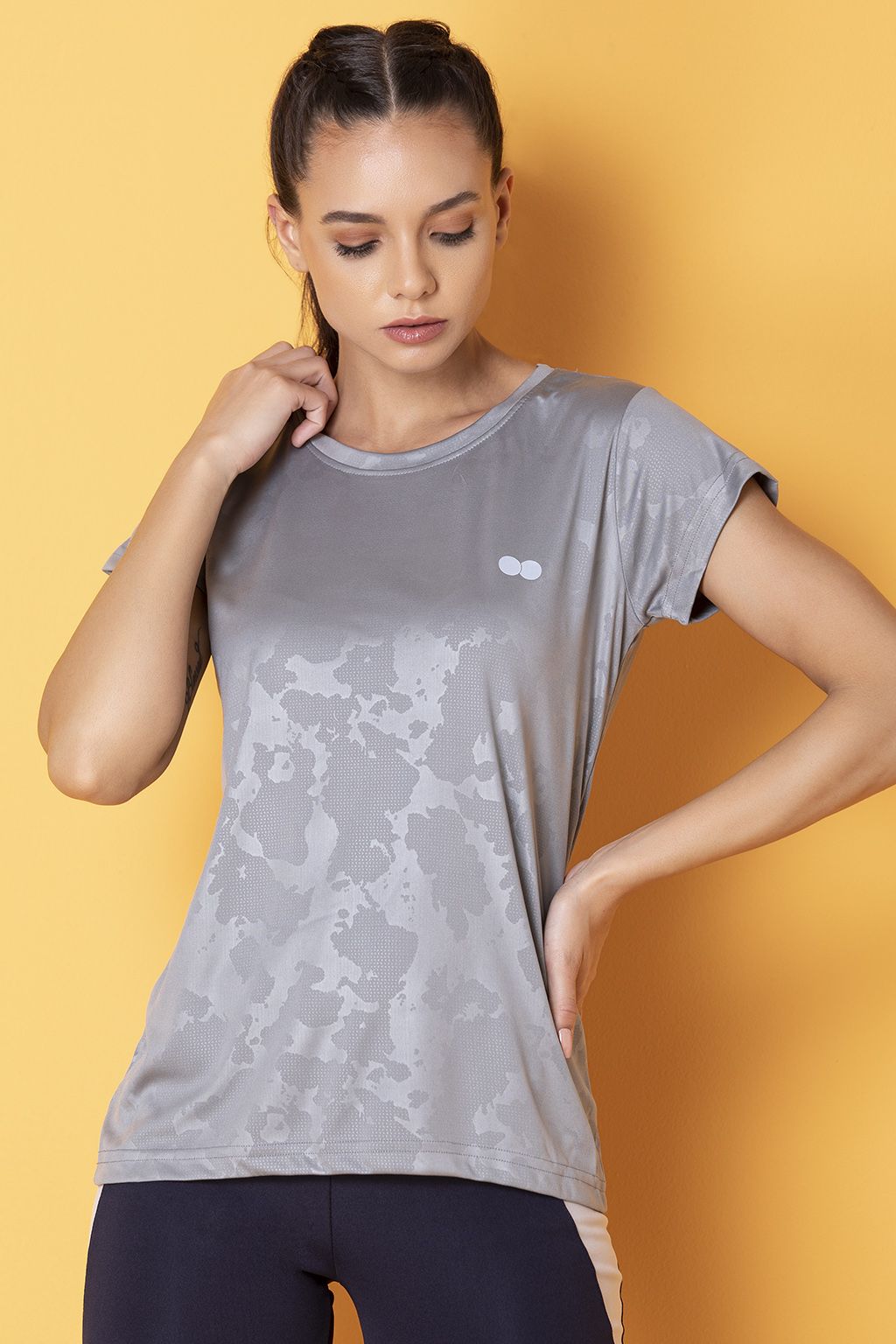     			Clovia Grey Polyester Shirt - Single