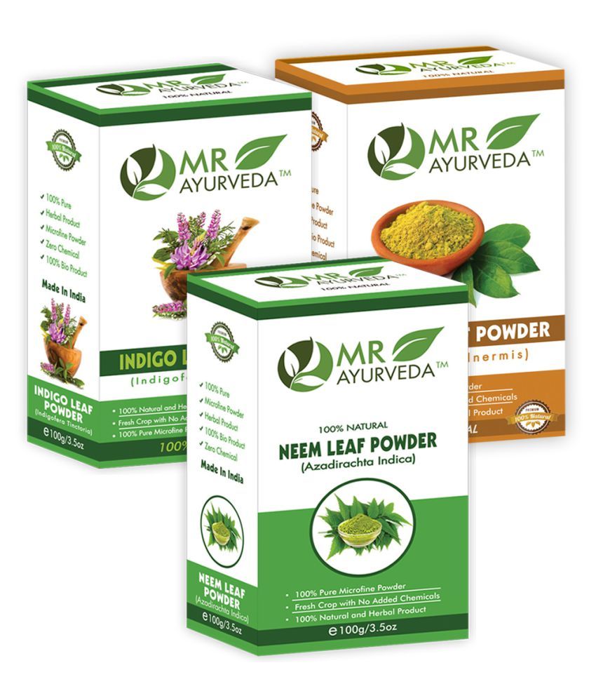     			MR Ayurveda 100% Herbal Neem Powder, Indigo & Henna Powder Hair Scalp Treatment 300 g Pack of 3