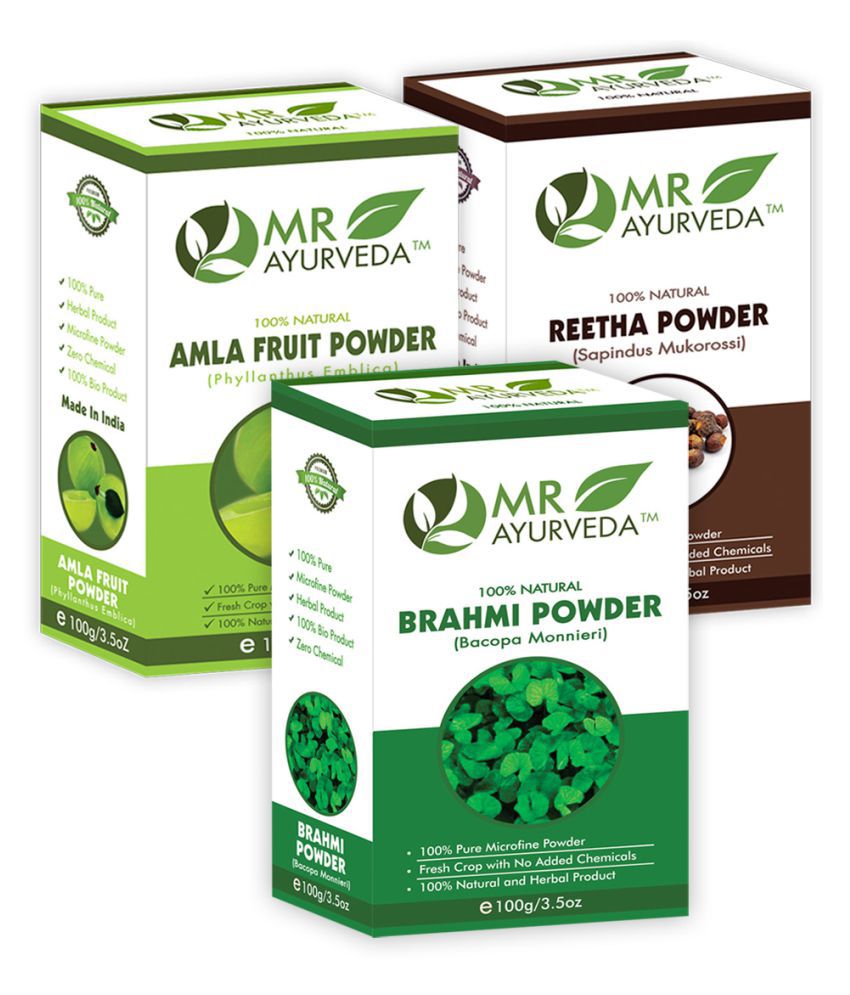    			MR Ayurveda 100% Organic Brahmi, Amla & Reetha Powder Hair Scalp Treatment 300 g Pack of 3