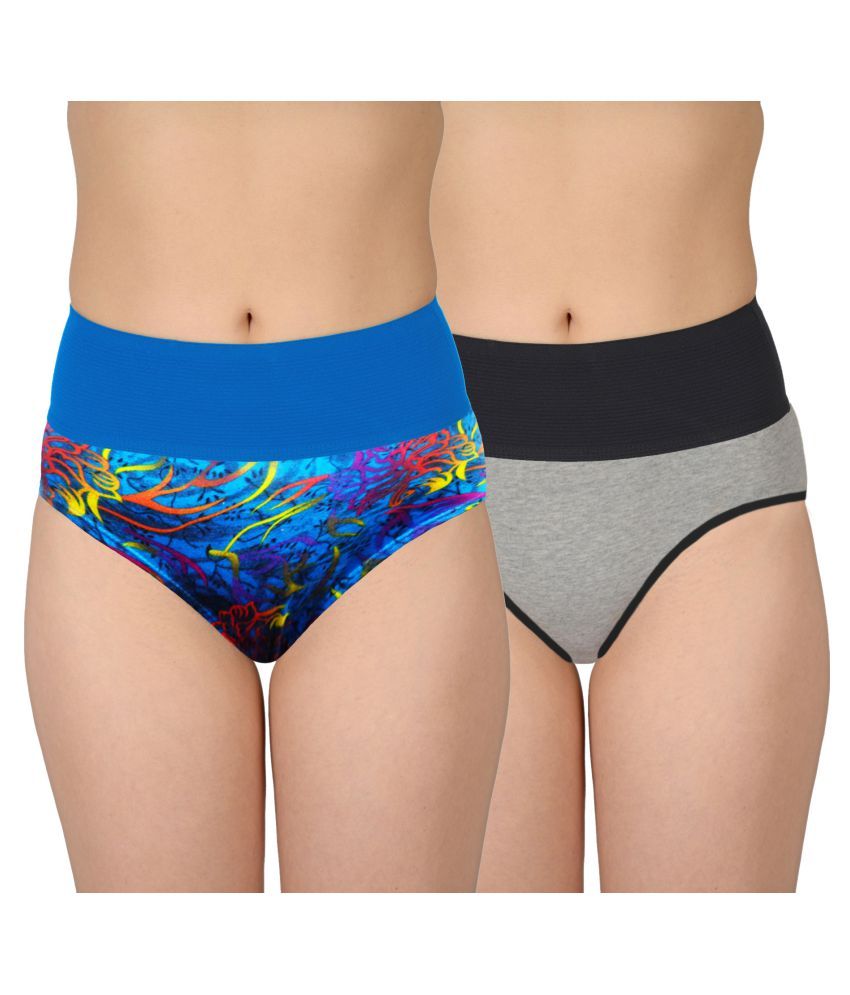     			Madam Pack of 2 Cotton Lycra Women's Hipsters ( Multi Color )