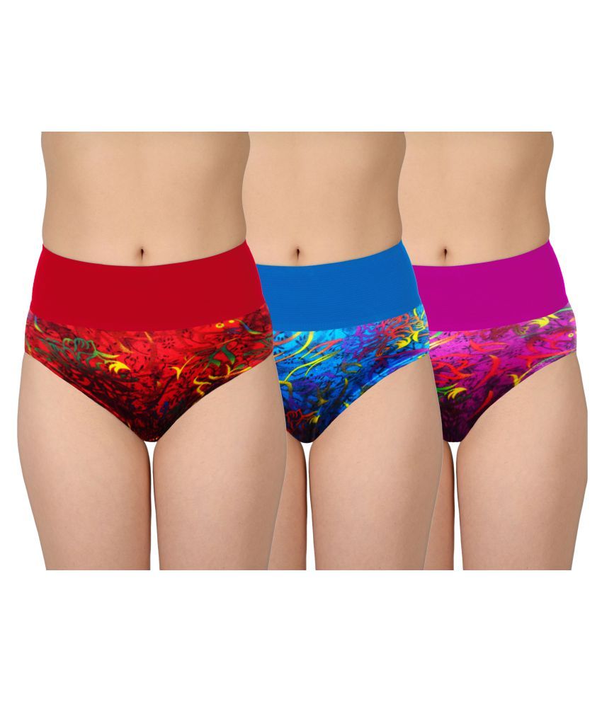     			Madam Pack of 3 Cotton Lycra Women's Hipsters ( Multi Color )