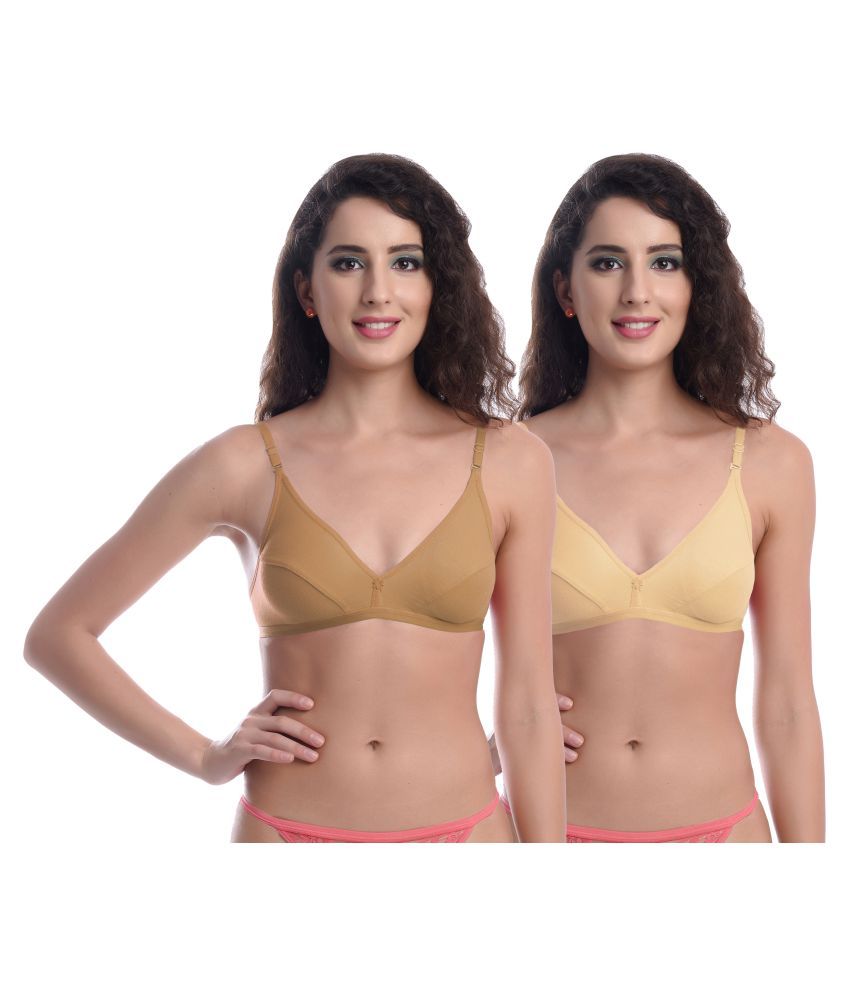     			Madam Pack of 2 Cotton Non Padded Women's T-Shirt Bra ( Multi Color )