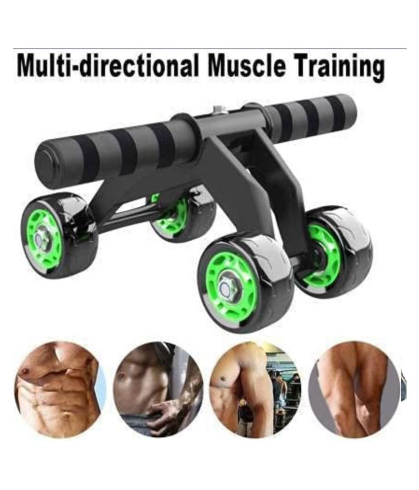 4 Wheel AB Wheel Roller - Abdominal fitness trainer and Stomach exercise machine - Workout System - with Knee Protection Pad - Home Gym Workout Exercise Equipment - Abdomen Muscle Training - for Men/Women
