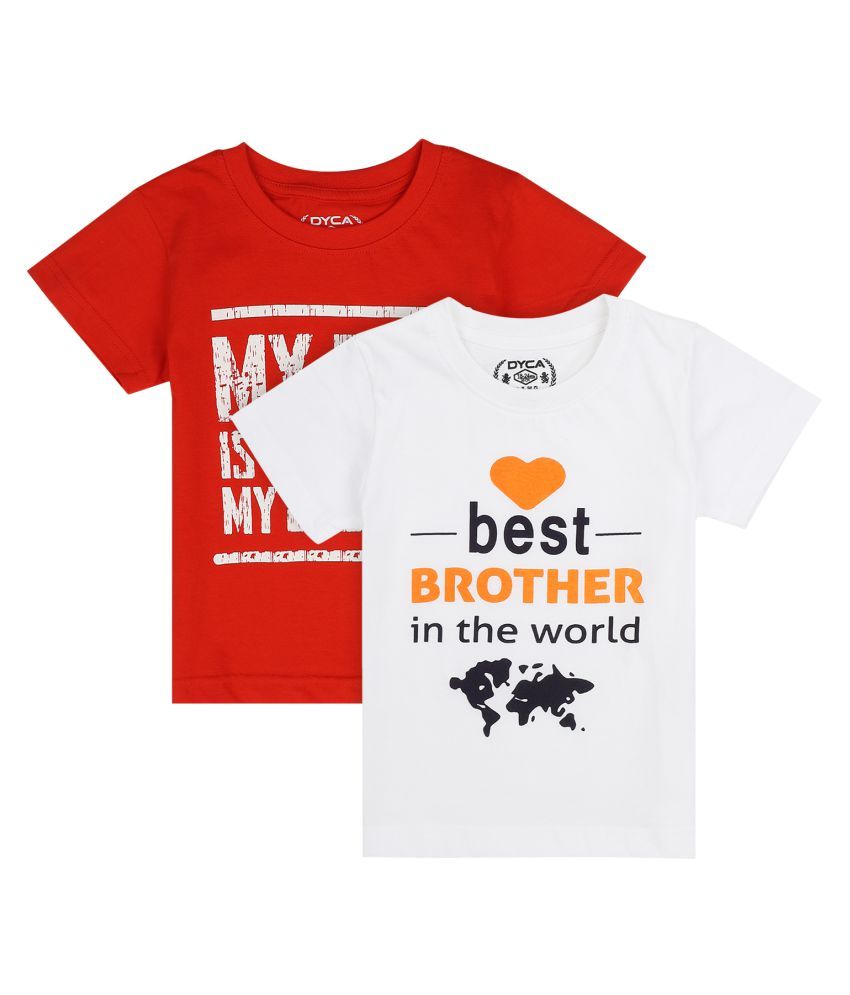     			Dyca Boys Tshirt Round Neck Half Sleeves Pack Of 2- Red And White