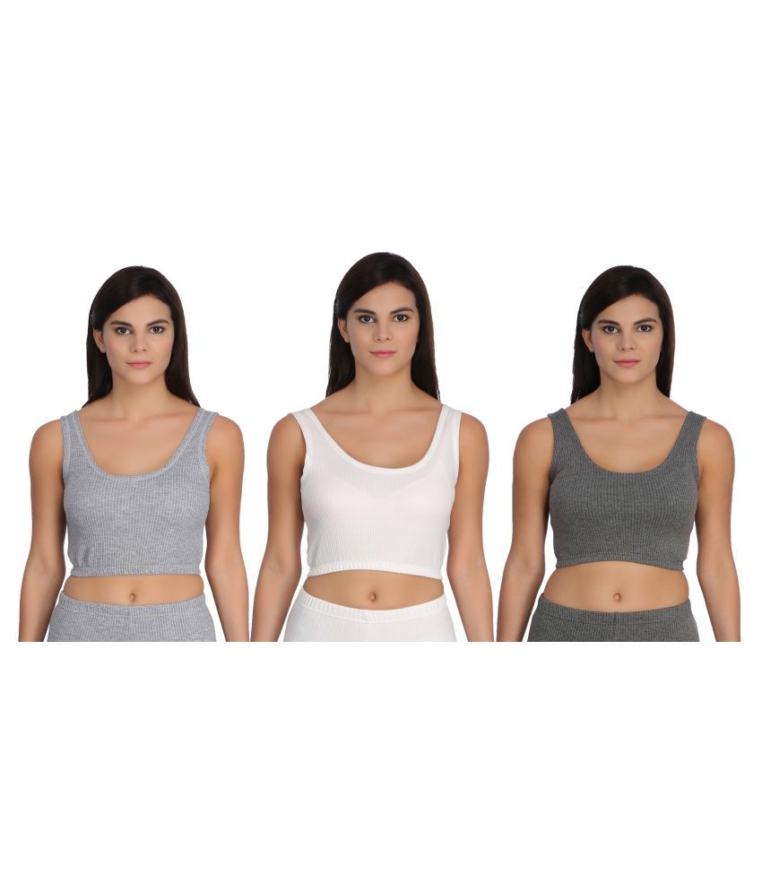     			Selfcare Cotton Blend Topwear - Grey Pack of 3