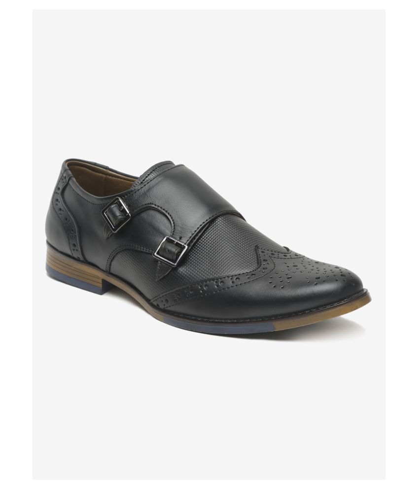     			MONKS & KNIGHTS Monk Strap Genuine Leather Black Formal Shoes