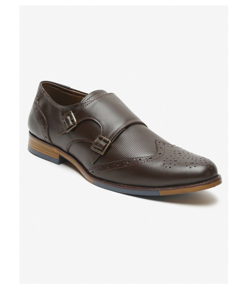     			MONKS & KNIGHTS - Brown Men's Monk Strap Formal Shoes