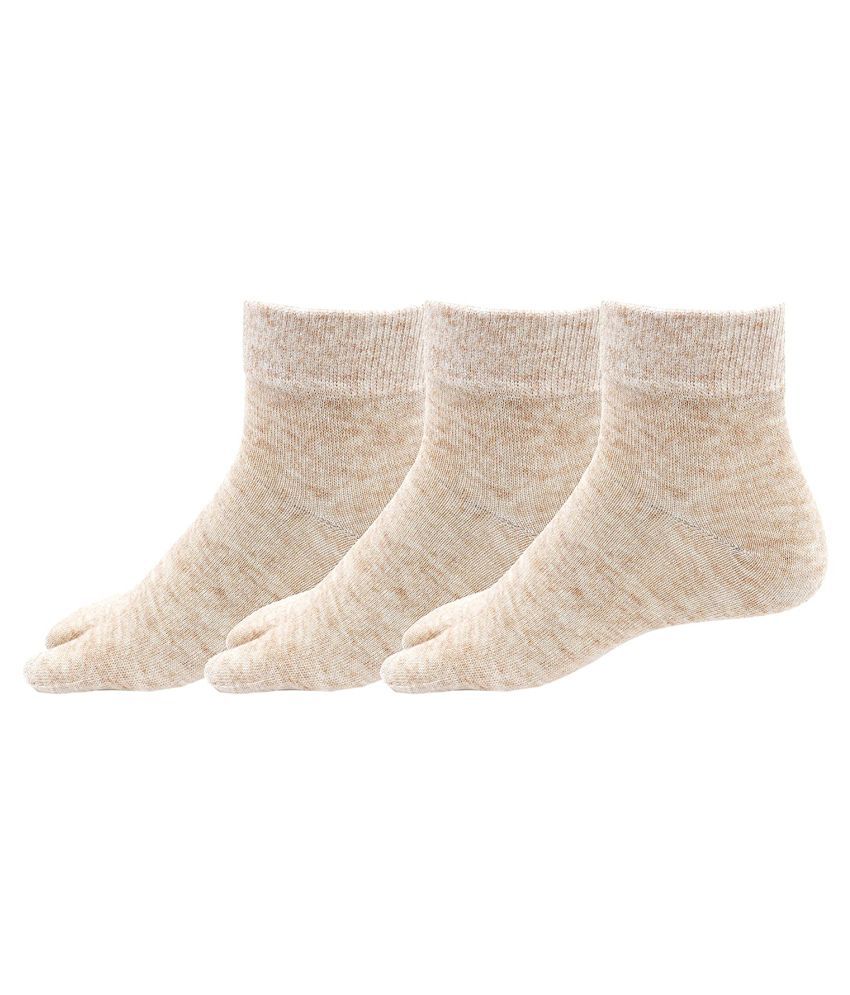     			RC. ROYAL CLASS Women's Beige Woolen Combo Ankle Length Socks ( Pack of 3 )