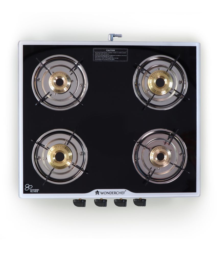 Wonderchef Platinum 4 Burner Glass Cooktop, Black 6mm Toughened Glass