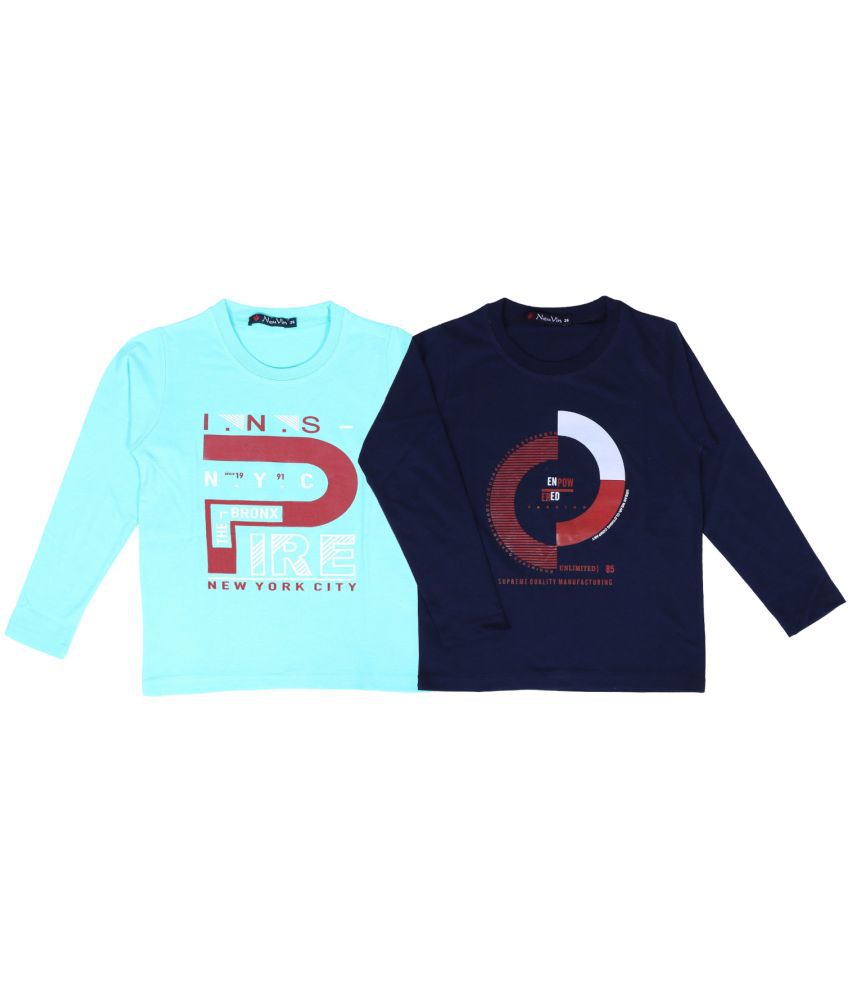 NeuVin Full Sleeves Cotton Tshirts for Boys (Pack of 2)