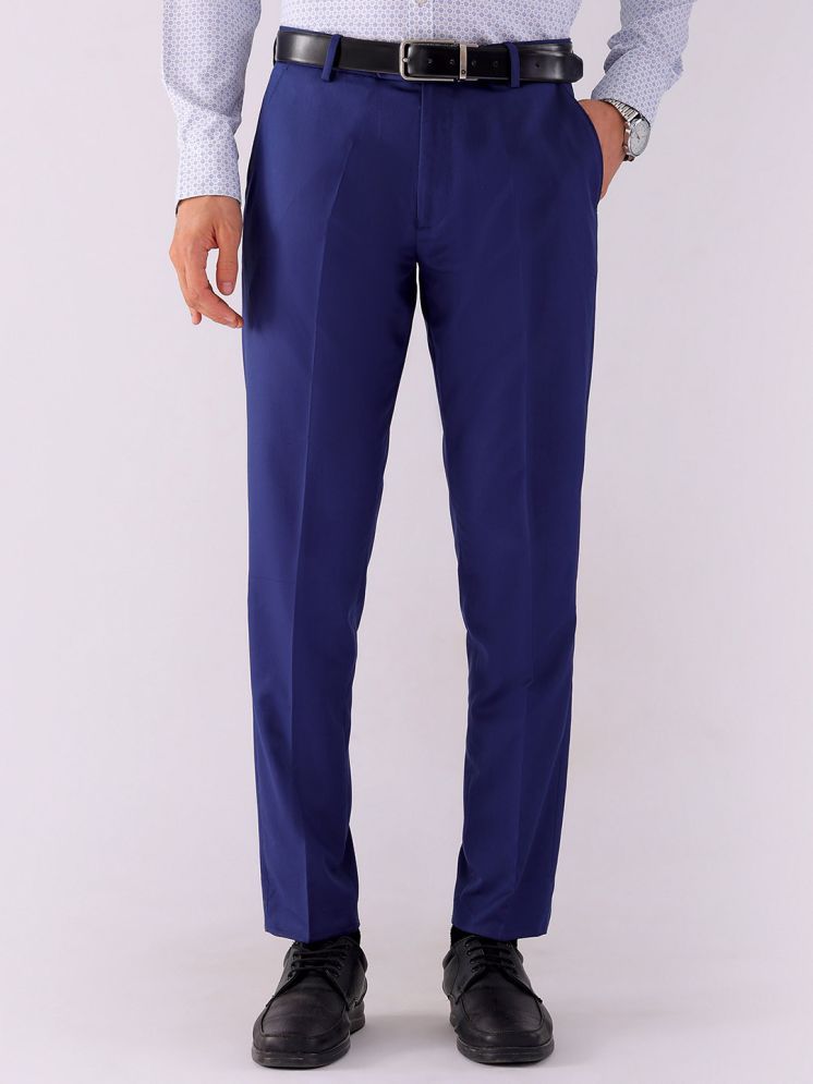     			The Indian Garage Co. Slim Flat Men's Formal Trouser - Blue ( Pack of 1 )