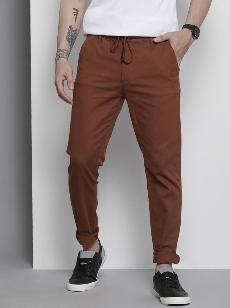     			The Indian Garage Co. Slim Flat Men's Chinos - Brown ( Pack of 1 )