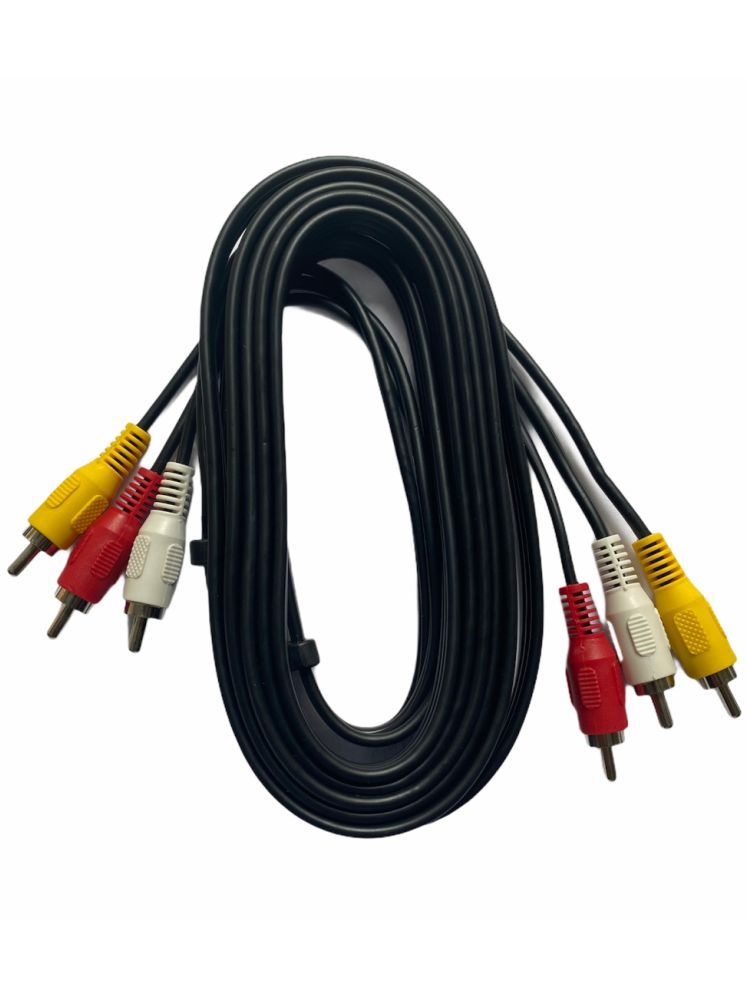     			Upix 3m RCA , 3RCA to 3RCA AV Cable for TV, LCD, LED, DTH, DVD - Black