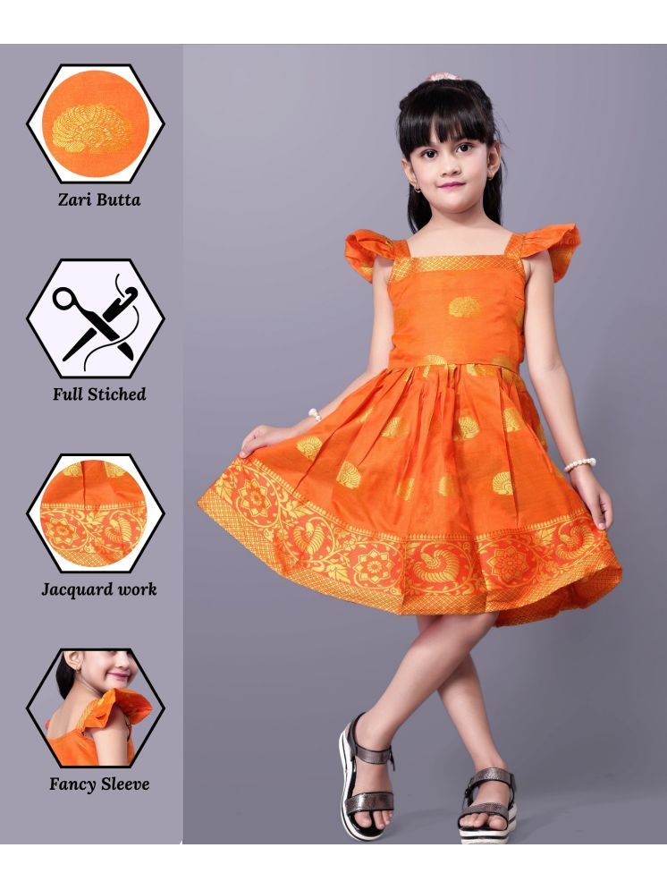     			Aarya Creation Silk Frock For Baby Girls ( Pack of 1 , Orange )