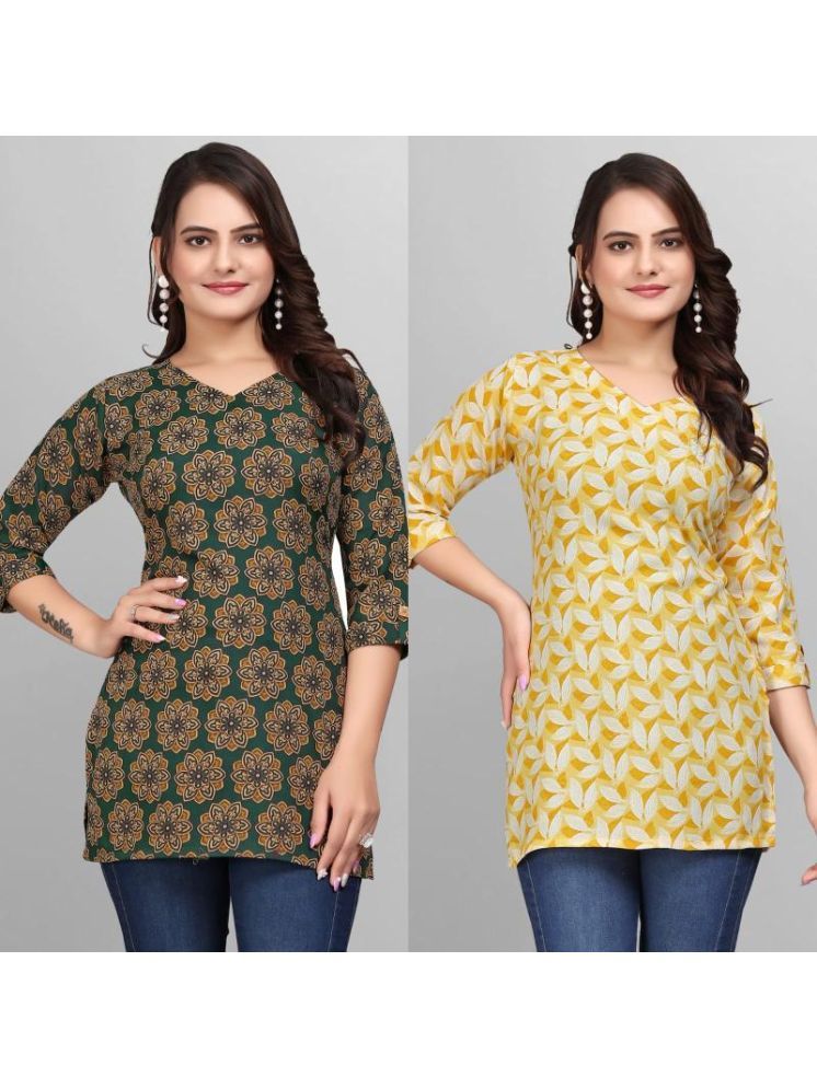     			Devakii Pack of 2 Cotton Blend Printed A-line Women's Kurti - ( Multicolor )