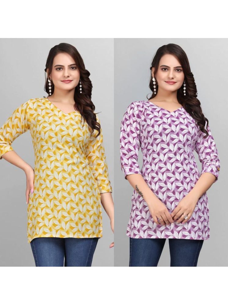     			Devakii Pack of 2 Cotton Blend Printed A-line Women's Kurti - ( Multicolor )