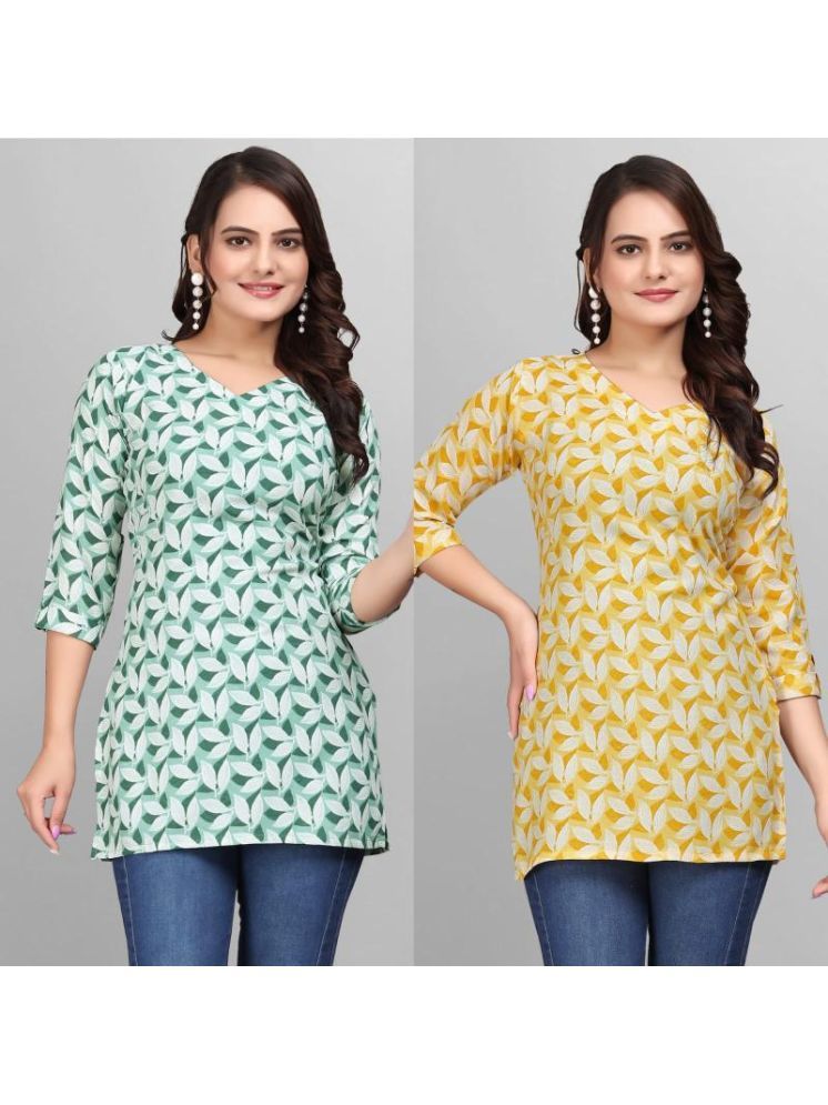     			Devakii Pack of 2 Cotton Blend Printed A-line Women's Kurti - ( Multicolor )