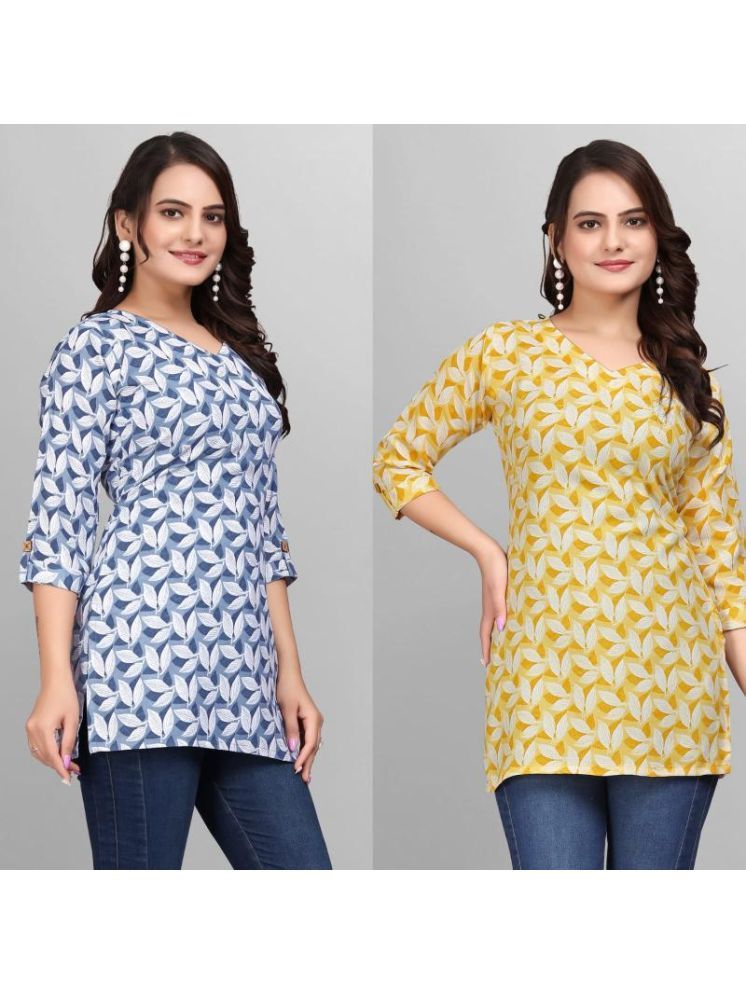     			Devakii Pack of 2 Cotton Blend Printed A-line Women's Kurti - ( Multicolor )