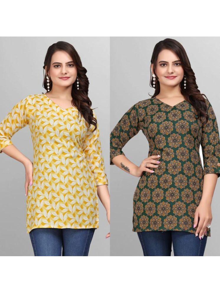     			Devakii Pack of 2 Cotton Blend Printed A-line Women's Kurti - ( Multicolor )