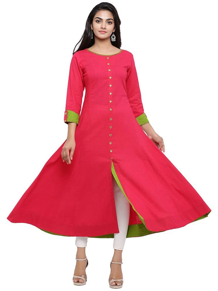     			HF Holyday Fashion Pack of 1 Cotton Solid Front Slit Women's Kurti - ( Pink )