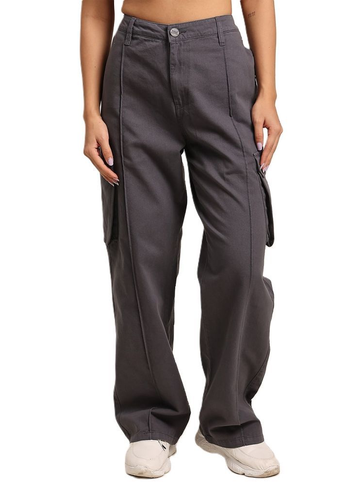     			IVOC Pack of 1 Cotton Straight Women's Cargo Pants ( Grey )