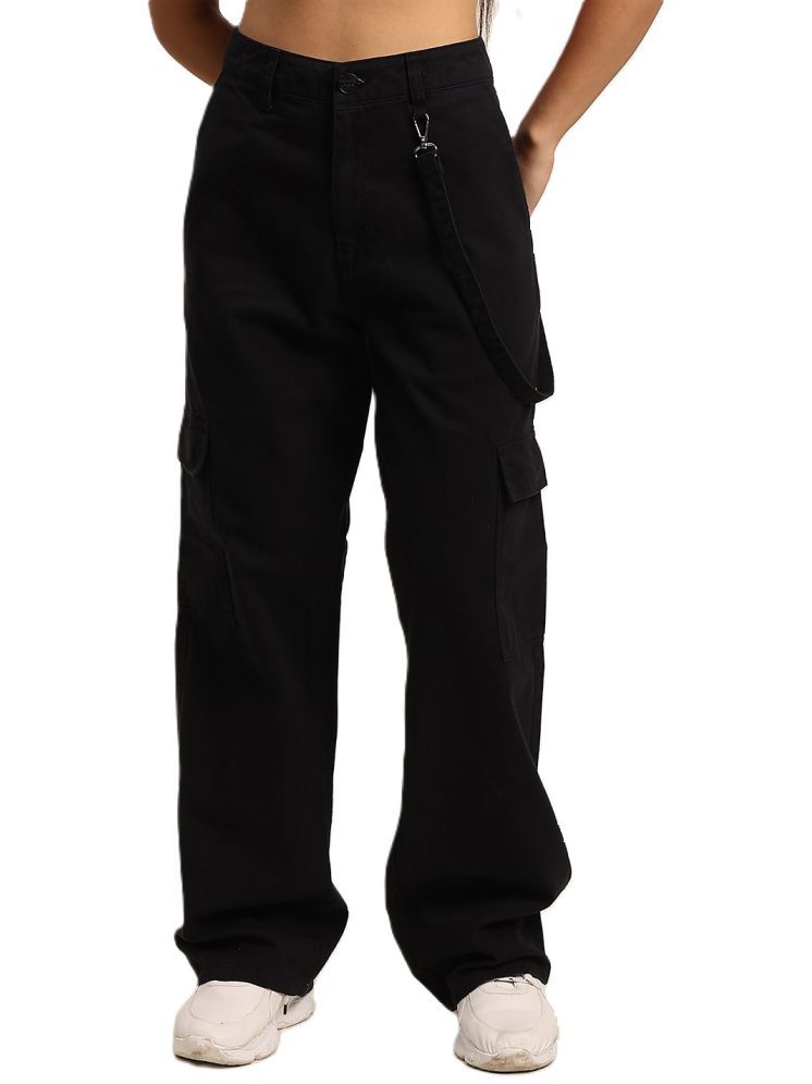     			IVOC Pack of 1 Cotton Straight Women's Cargo Pants ( Black )