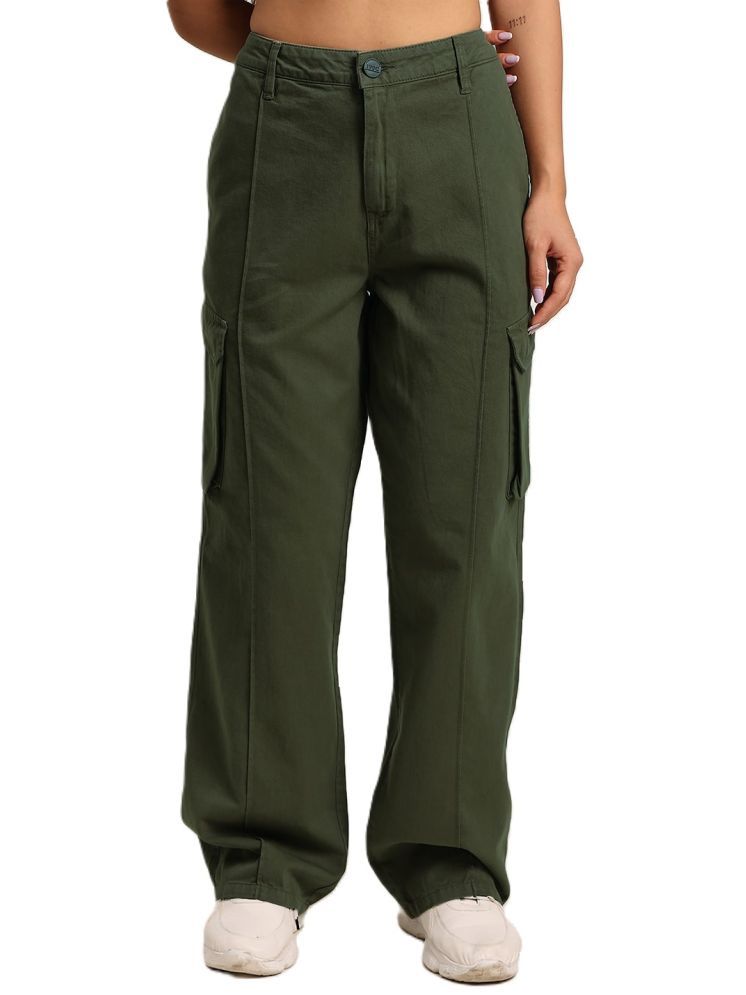     			IVOC Pack of 1 Cotton Straight Women's Cargo Pants ( Olive )