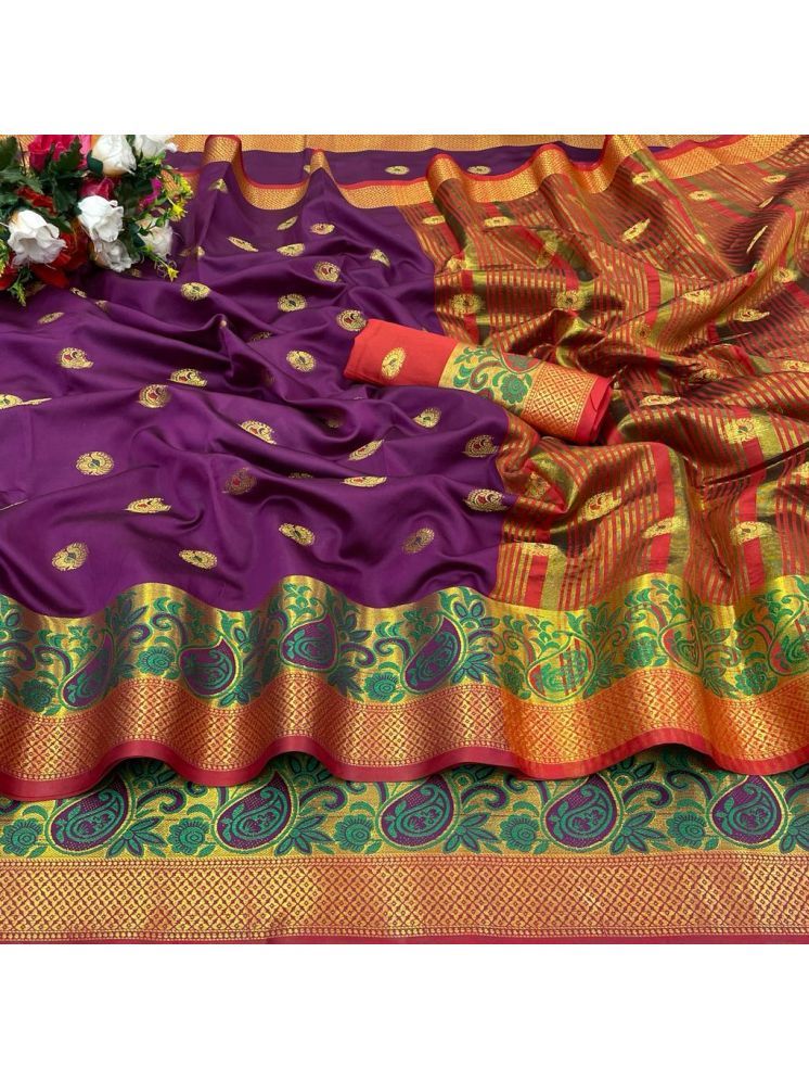     			Kalpana Creation Pack of 1 Cotton Silk Woven Saree With Blouse Piece ( Wine )