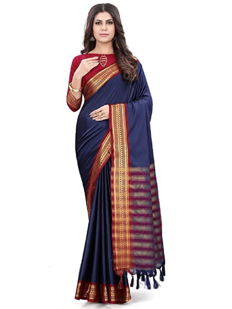     			Kalpana Creation Pack of 1 Cotton Silk Woven Saree With Blouse Piece ( Blue )