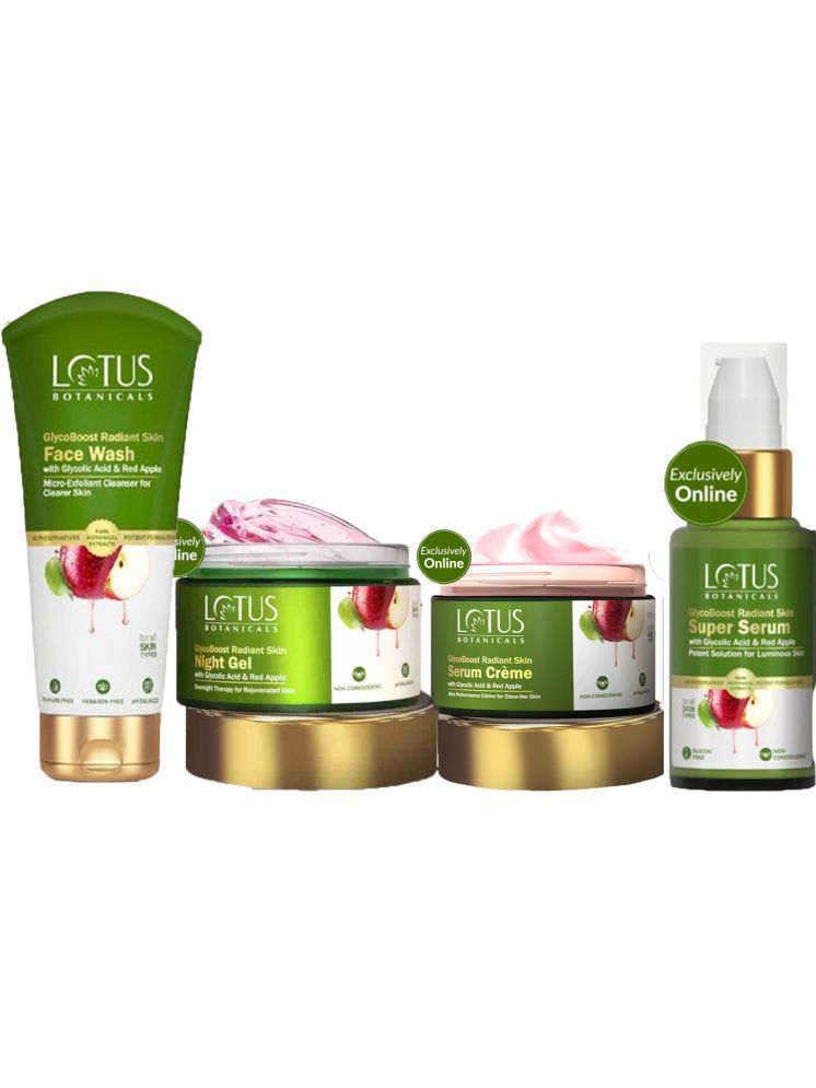     			Lotus Botanicals glycoBoost Serum Cream 50g, Night gel 50g, Face Wash 100g, Face Serum 30ml (Pack of 4)