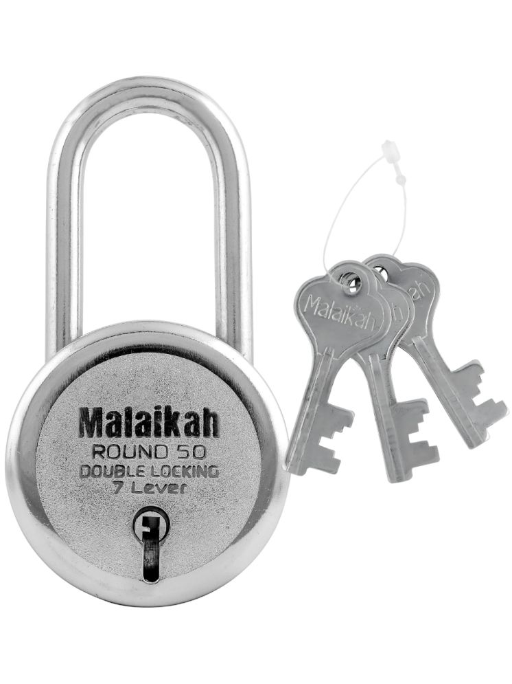     			Malaikah Round 50mm Long Shackle Double Locking 7 Lever Comes With 3 Keys Pack Of 1