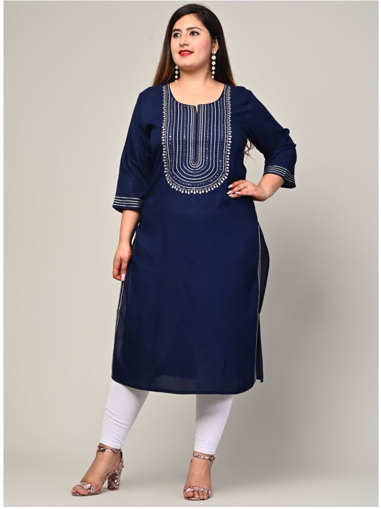     			Swasti Pack of 1 Cotton Printed Straight Women's Kurti - ( Blue )