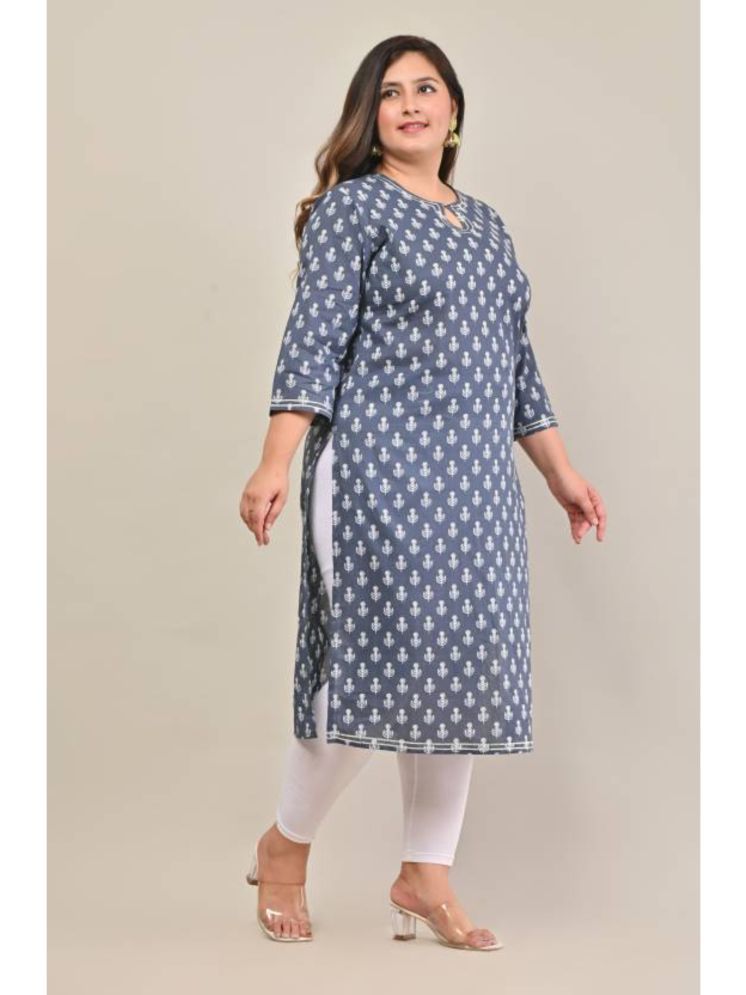     			Swasti Pack of 1 Cotton Printed Straight Women's Kurti - ( Grey )