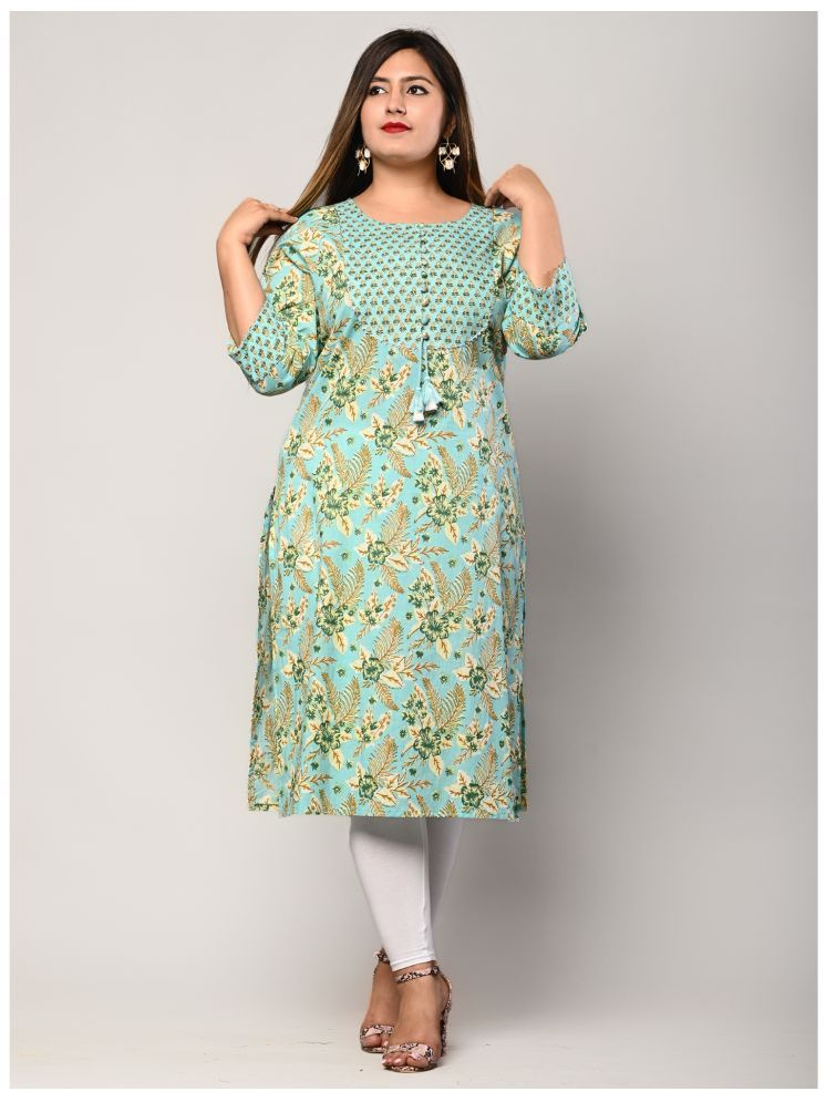     			Swasti Pack of 1 Cotton Printed Straight Women's Kurti - ( Green )