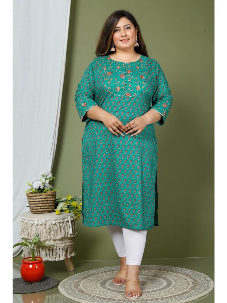     			Swasti Pack of 1 Cotton Printed Straight Women's Kurti - ( Green )