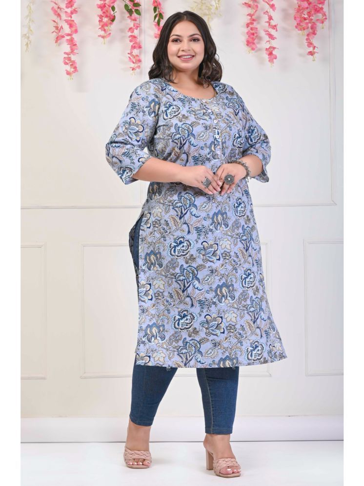     			Swasti Pack of 1 Cotton Printed Straight Women's Kurti - ( Grey )