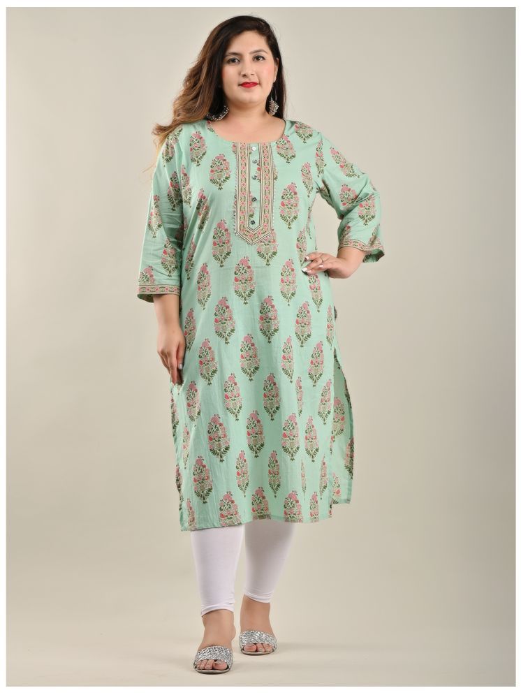     			Swasti Pack of 1 Cotton Printed Straight Women's Kurti - ( Sea Green )