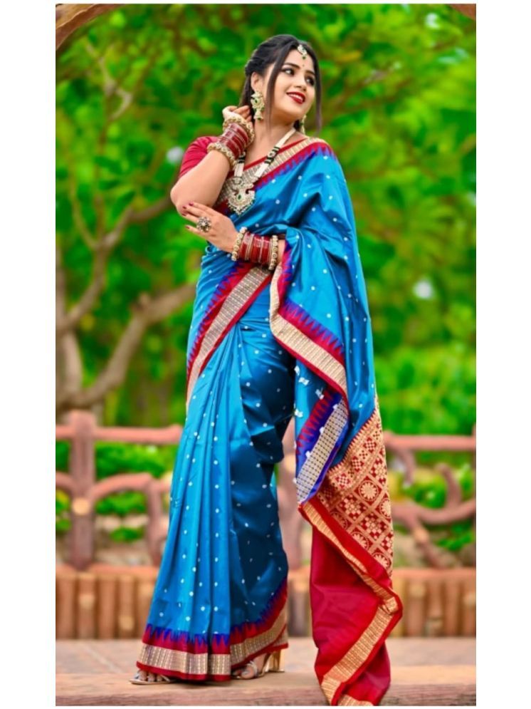     			shopeezy tex fab Pack of 1 Art Silk Woven Saree With Blouse Piece ( Blue )