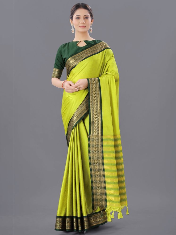     			supalee Tex Pack of 1 Cotton Silk Woven Saree With Blouse Piece ( Lime Green )