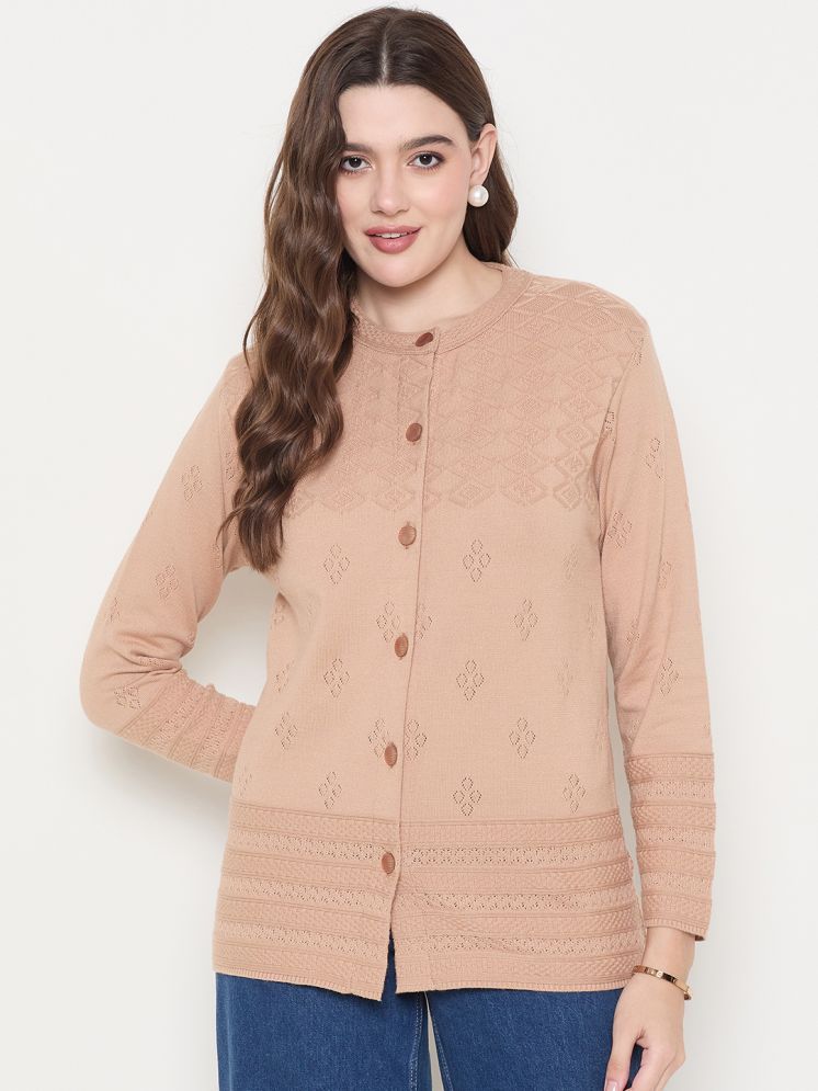     			zigo Acro Wool Round Neck Women's Buttoned Cardigans - Beige ( )