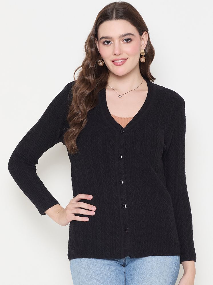     			zigo Acro Wool V Neck Women's Buttoned Cardigans - Black ( )