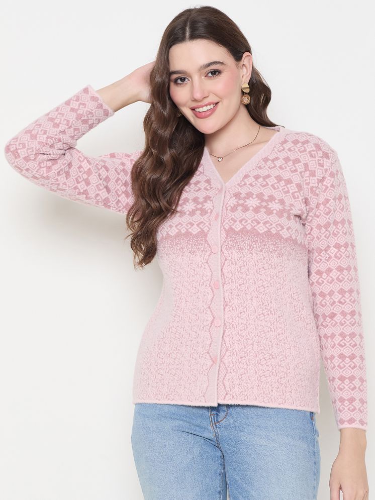     			zigo Acro Wool V Neck Women's Buttoned Cardigans - Pink ( )