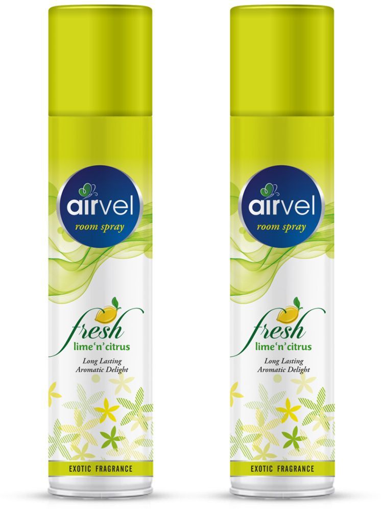     			Airvel Lemon Fragrance Room Spray Air Freshener for Home, Bathroom and Car 217ml ( Pack of 2 )