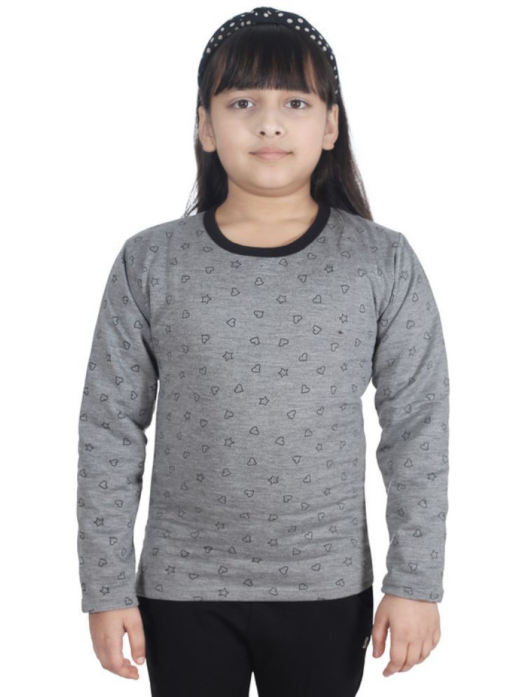     			IndiWeaves Pack of 1 Girls Fleece T-Shirt ( Grey )