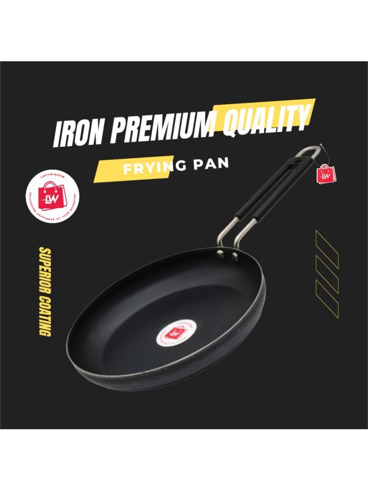     			LAZYWINDOW Non Coated Iron Fry Pan Induction Bottom without Lid 3 mm Thickness 21 cm Diameter 0.6 Ltr