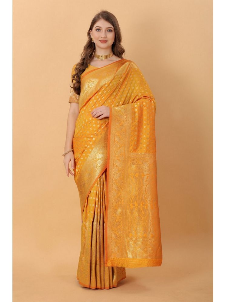     			Varni Fabrics Pack of 1 Silk Woven Saree With Blouse Piece ( Yellow )