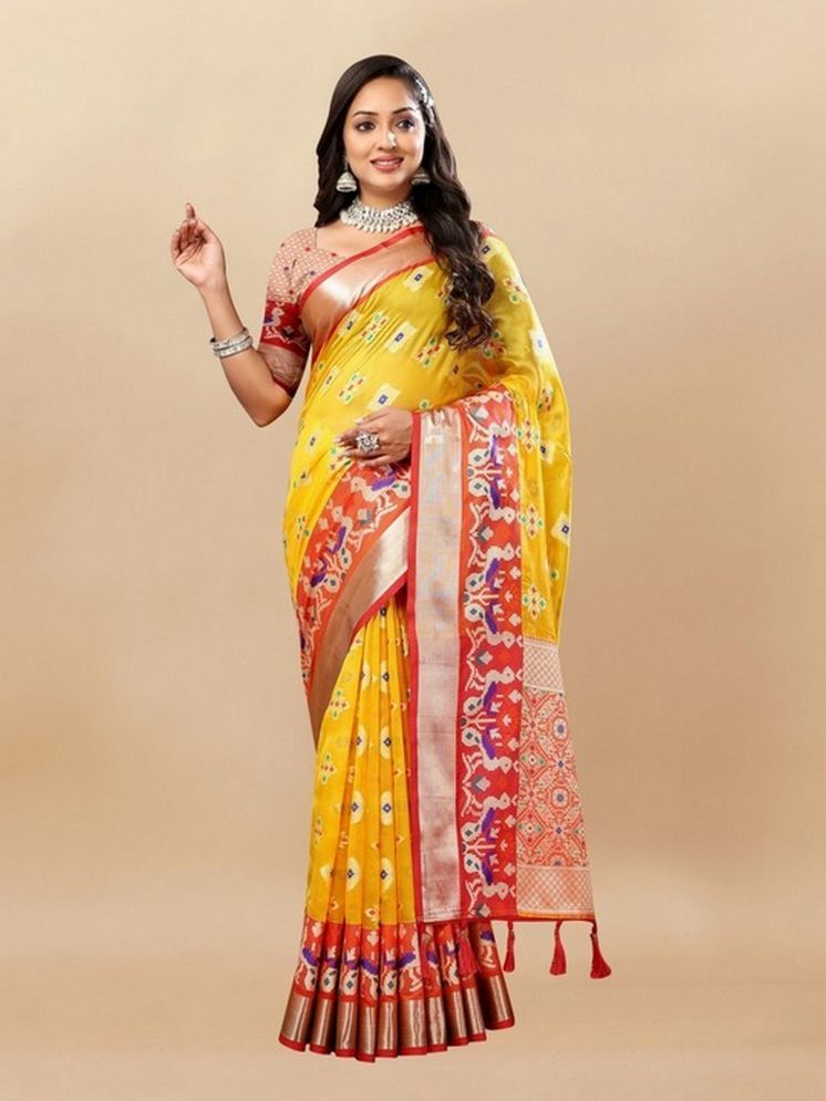     			Varni Fabrics Pack of 1 Silk Woven Saree With Blouse Piece ( Yellow )