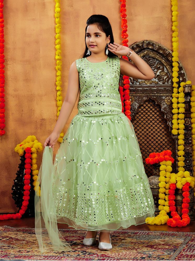     			Aarika Net Lehenga Choli Set For Girls ( Pack of 1 , Sea Green )