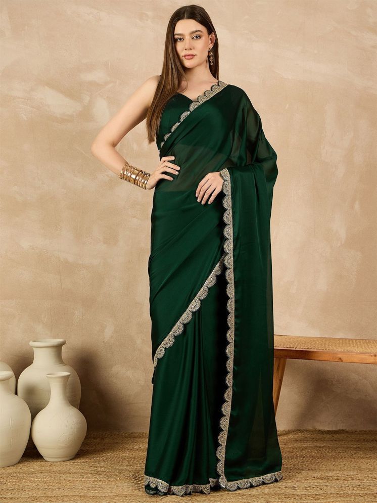     			DIKONA DESIGNER Pack of 1 Chiffon Embroidered Saree With Blouse Piece ( Green )