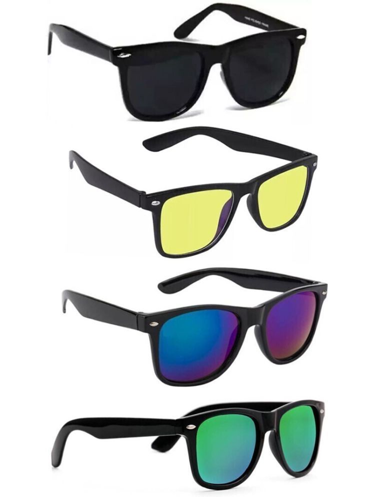     			Elligator Black Rectangular Sunglasses ( Pack of 4 )